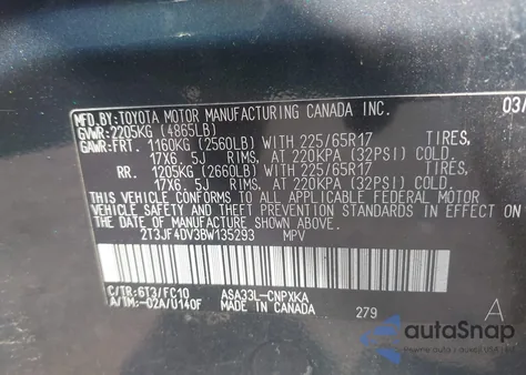 2011 Toyota Rav4 z USA, uszkodzony, nr VIN 2T3JF4DV3BW135293